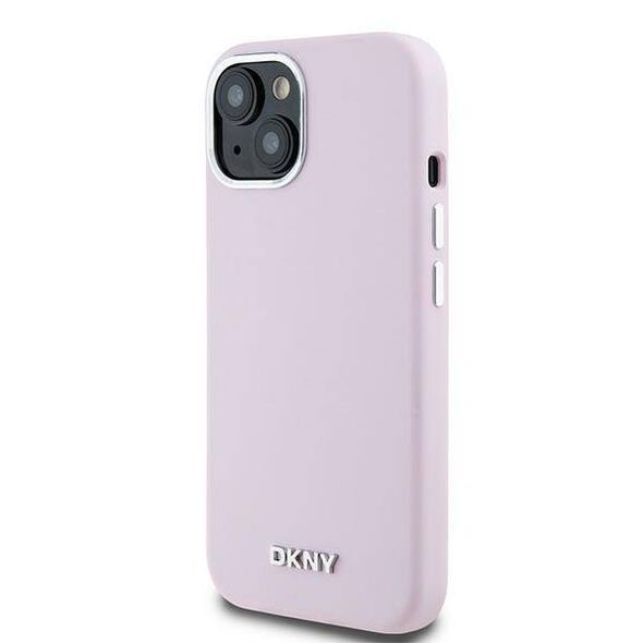 Original Case IPHONE 14 PLUS / 15 PLUS DKNY Hardcase Liquid Silicone Small Metal Logo MagSafe (DKHMP15MSMCHLP) pink 3666339265861