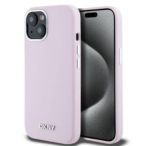 Original Case IPHONE 13 / 14 / 15 DKNY Hardcase Liquid Silicone Small Metal Logo MagSafe (DKHMP15SSMCHLP) pink 3666339265854