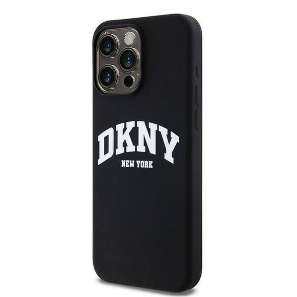 Original Case APPLE IPHONE 15 PRO MAX DKNY Hardcase Liquid Silicone White Printed Logo MagSafe (DKHMP15XSNYACH) black 3666339266721