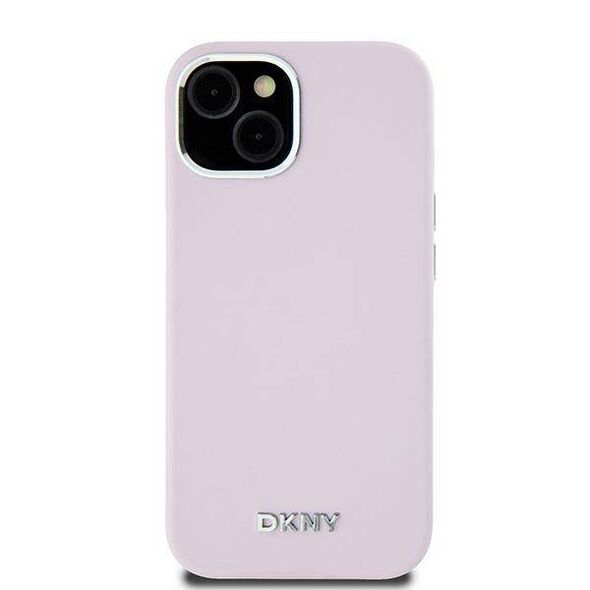 Original Case IPHONE 13 / 14 / 15 DKNY Hardcase Liquid Silicone Small Metal Logo MagSafe (DKHMP14SSMCHLP) pink 3666339265816