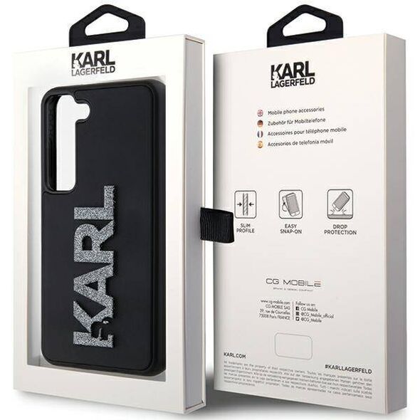 Original Case SAMSUNG GALAXY S24 Karl Lagerfeld Hardcase 3D Rubber Glitter Logo (KLHCS24S3DMBKCK) black 3666339259082