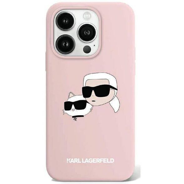 Original Case IPHONE 13 / 14 / 15 Karl Lagerfeld Hardcase Silicone Karl & Choupette Magsafe (KLHMP15SSKCHPPLP) 3666339256845