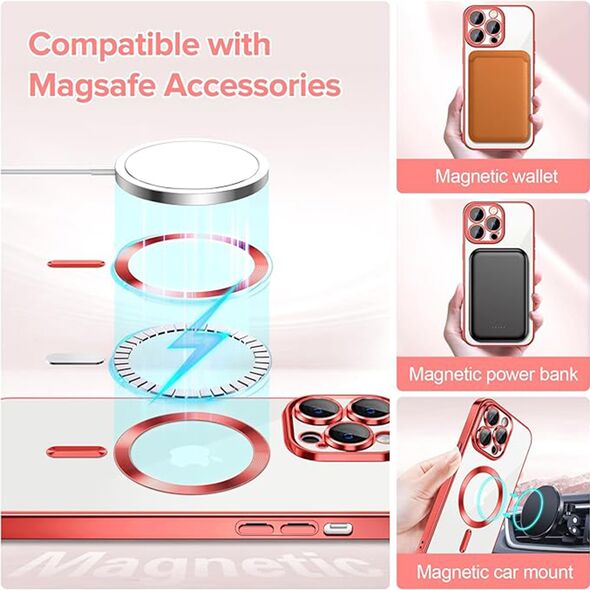 Techsuit Husa pentru iPhone 14 Pro Max - Techsuit Luxury Crystal MagSafe - Red 5949419136762 έως 12 άτοκες Δόσεις