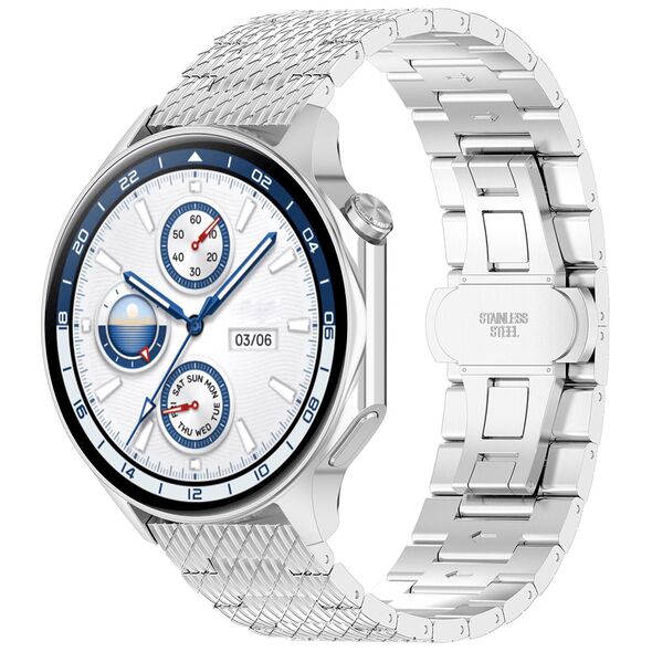 Techsuit Curea pentru Samsung Galaxy Watch 4/5/Active 2, Huawei Watch GT 3 (42mm)/GT 3 Pro (43mm) - Techsuit Watchband (W052) - Silver 5949419138728 έως 12 άτοκες Δόσεις