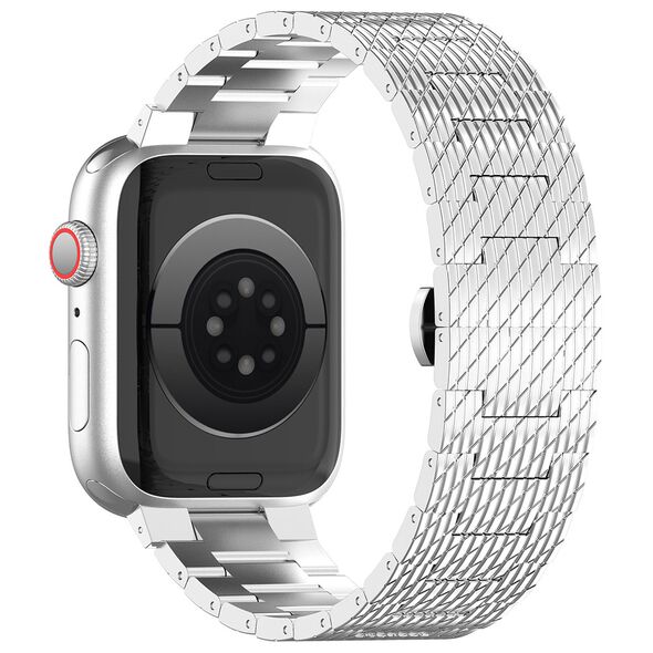 Techsuit Curea pentru Apple Watch 1/2/3/4/5/6/7/8/9/SE/SE 2/Ultra/Ultra 2 (42/44/45/49mm) - Techsuit Watchband (W052) - Silver 5949419138599 έως 12 άτοκες Δόσεις