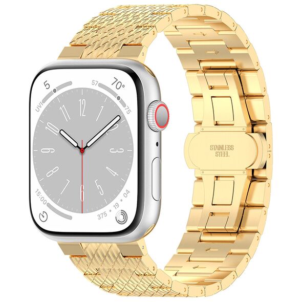 Techsuit Curea pentru Apple Watch 1/2/3/4/5/6/7/8/9/SE/SE 2/Ultra/Ultra 2 (42/44/45/49mm) - Techsuit Watchband (W052) - Gold 5949419138582 έως 12 άτοκες Δόσεις