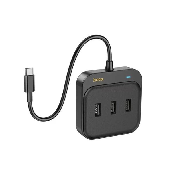 Hoco Adaptor USB-C la 3x USB2.0 + RJ45, 0.2m - Hoco Easy Link (HB35) - Black 6931474798978 έως 12 άτοκες Δόσεις