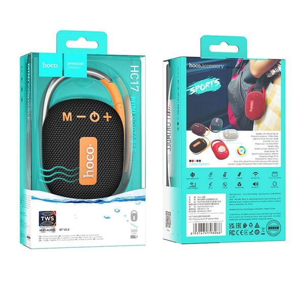 Hoco Boxa Wireless BT 5.3, TWS, Hi-Fi - Hoco Easy Joy Sports (HC17) - Black 6931474796066 έως 12 άτοκες Δόσεις