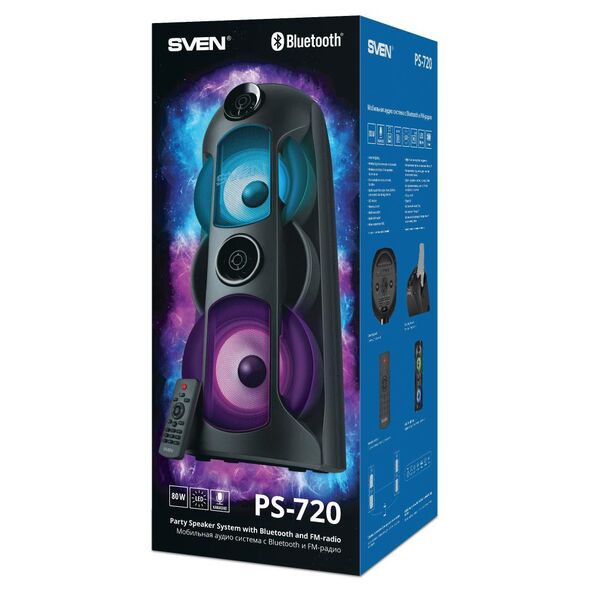 Sven 2.0 Portable Speaker PS-720 Black 2x40W Bluetooth (SV-019600) έως 12 άτοκες Δόσεις