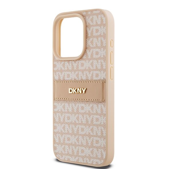 DKNY case for iPhone 15 Pro 6,1&quot; DKHCP15LPRTHSLP pink HC PU repeat texture pattern w tonal stripe 3666339260699