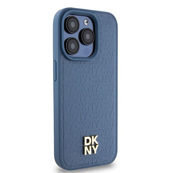 DKNY case for iPhone 15 Pro 6,1&quot; DKHMP15LPSHRPSB blue HC Magsafe pu repeat pattern w stack logo 3666339261672