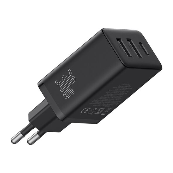 Baseus GaN Charger, 2x USB, Type-C, Fast Charging, 30W - Baseus (P10111402113-00) - Cluster Black 6932172651138 έως 12 άτοκες Δόσεις