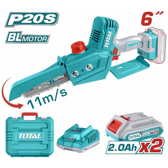 TOTAL ΣΕΤ ΕΠΑΓΓ. ΑΛΥΣΟΠΡΙΟΝΟ ΚΛΑΔΕΥΤΙΚΟ ΜΠΑΤ. Li-ion 20V / 2Ah / 2 ΜΠΑΤΑΡΙΕΣ ΣΕ ΒΑΛΙΤΣΑ (TGSLI20686) ως 12 Άτοκες Δόσεις