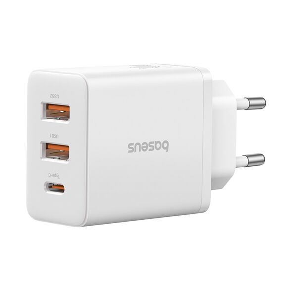 Baseus Incarcator GaN, 2x USB, Type-C, Fast Charging, 30W - Baseus (P10111402213-00) - White 6932172651145 έως 12 άτοκες Δόσεις