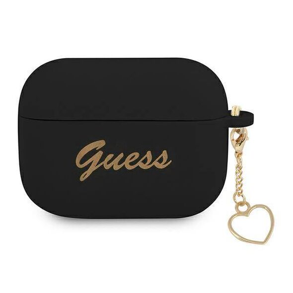 Original Case APPLE AIRPODS PRO Guess Silicone Charm Heart Collection (GUAPLSCHSK) black 3666339038984