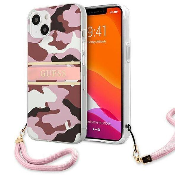 Original Case IPHONE 13 MINI Guess Hardcase Camo Strap Collection (GUHCP13SKCABPI) pink 3666339023157