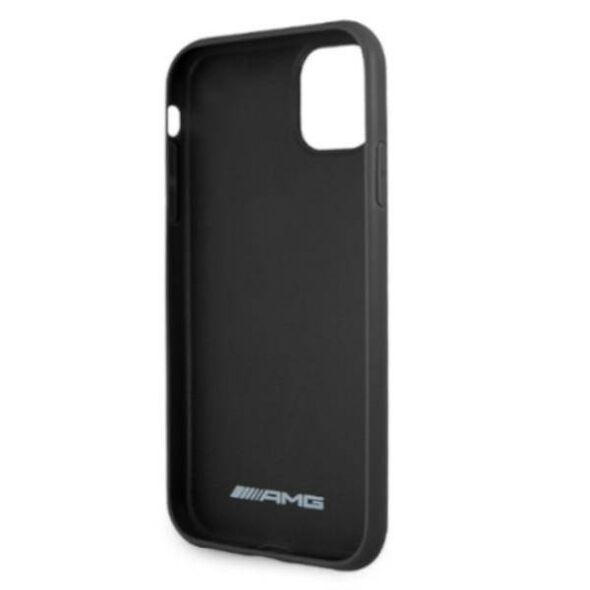 Case IPHONE 11 Mercedes AMG Hardcase Leather Debossed Lines (AMHCN61GSEBK) black 3666339014261