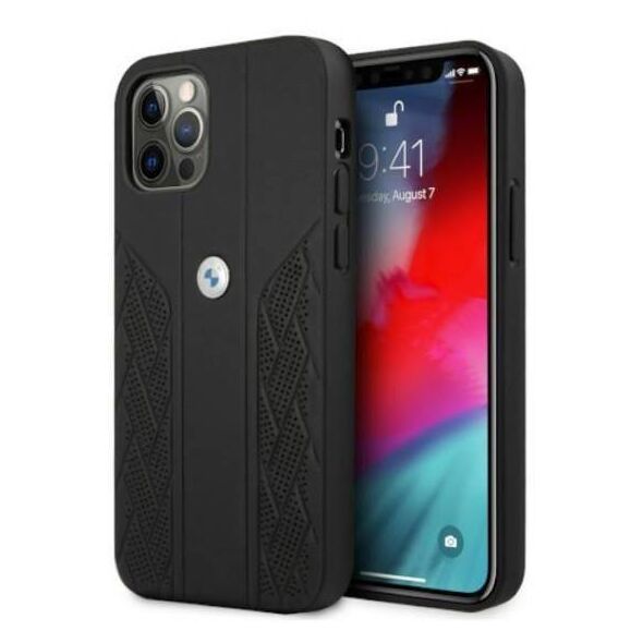 Original Case IPHONE 12 / 12 PRO BMW Hardcase Leather Curve Perforate (BMHCP12MRSPPK) black 3666339010904