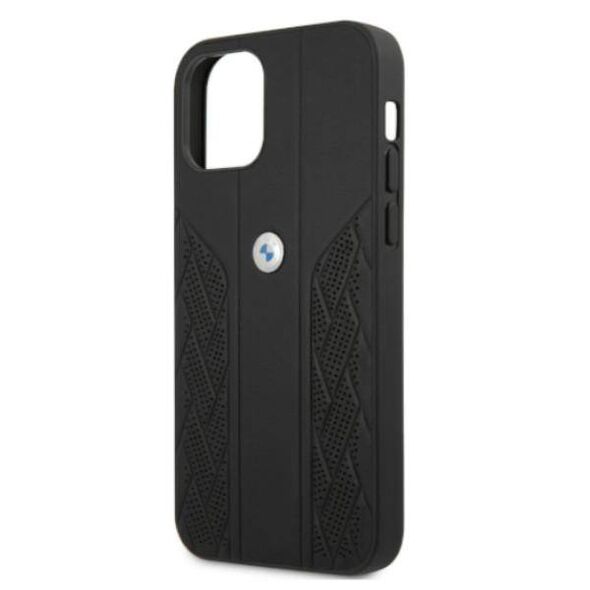 Original Case IPHONE 12 / 12 PRO BMW Hardcase Leather Curve Perforate (BMHCP12MRSPPK) black 3666339010904