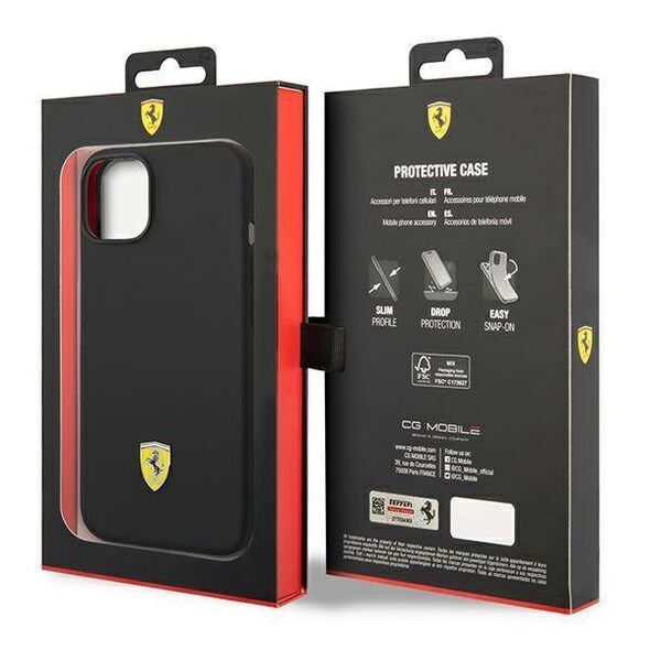 Original Case IPHONE 14 PLUS Ferrari Hardcase Silicone Metal Logo black 3666339063214