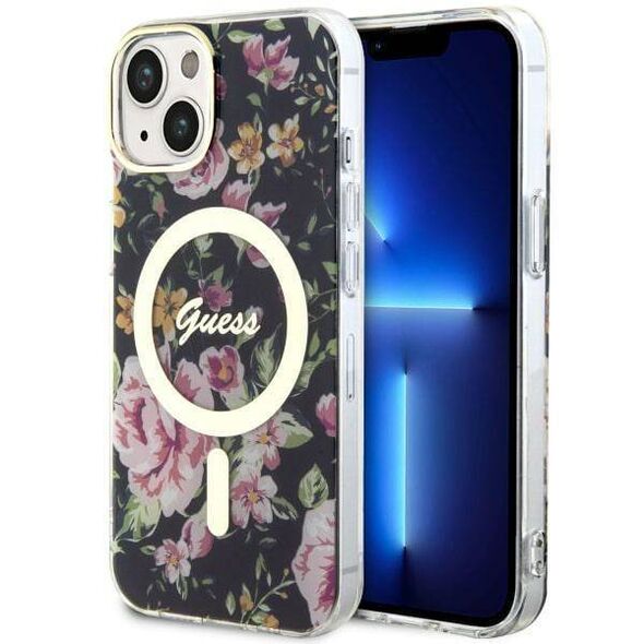 Original Case IPHONE 14 PLUS Guess Hardcase Flower MagSafe (GUHMP14MHCFWSK) black 3666339115524