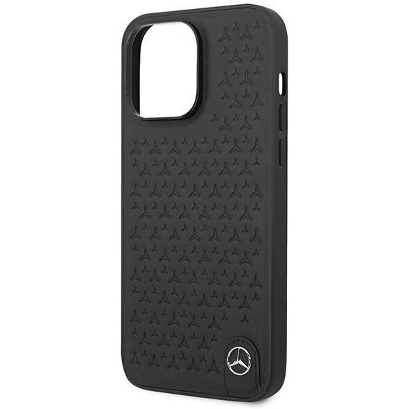 Case IPHONE 14 PRO MAX Mercedes Hardcase Leather Stars Pattern black 3666339081614