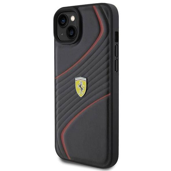 Original Case APPLE IPHONE 15 PLUS Ferrari Hardcase Twist Metal Logo (FEHCP15MPTWK) black 3666339171001