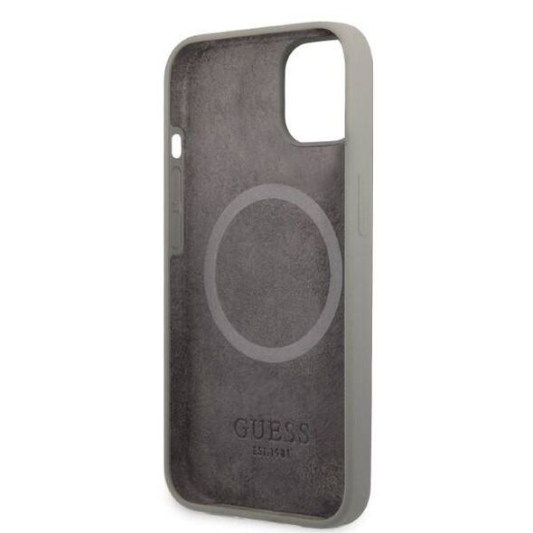 Original Case IPHONE 13 MINI Guess Hard Case Silicone Logo Plate MagSafe (GUHMP13SSPLG) gray 3666339056896