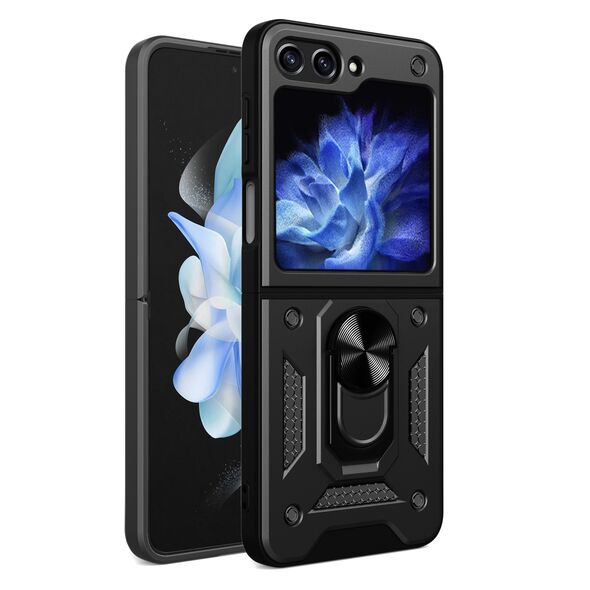 Hybrid Armor Camshield Case for Z Flip 5 5G with Camera Protector - Black