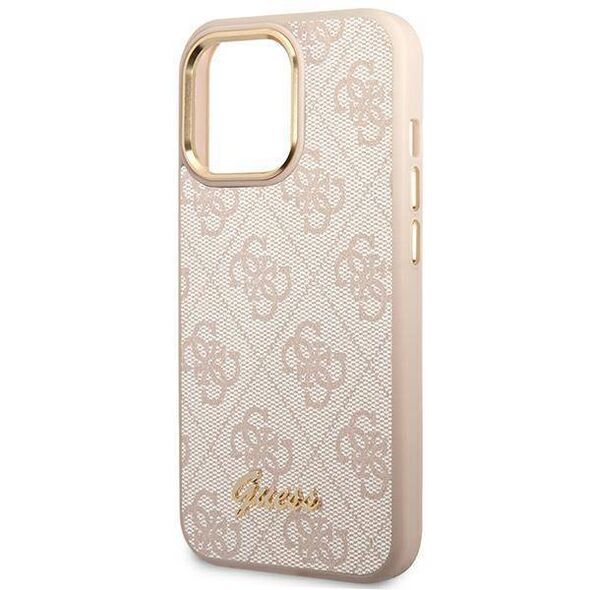 Original Case IPHONE 14 PRO MAX Guess Hard Case 4G Vintage Gold Logo (GUHCP14XHG4SHP) pink 3666339065355