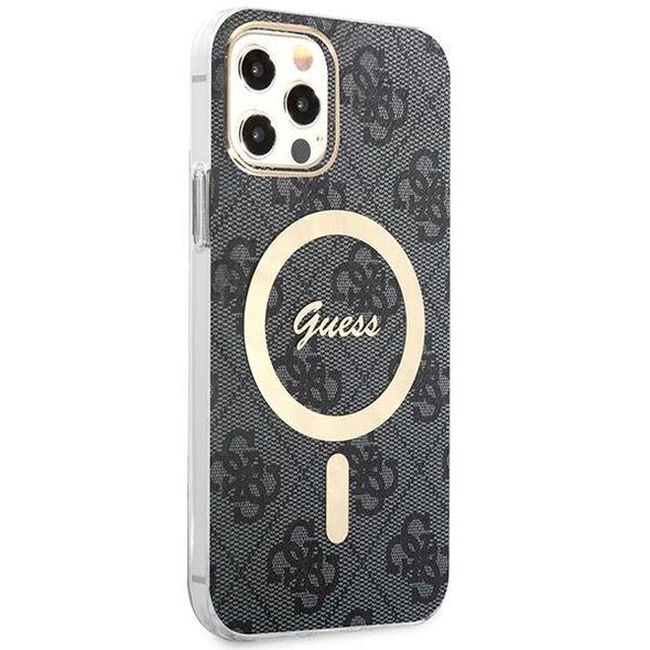 Original Case IPHONE 12 / 12 PRO Guess Hardcase 4G Print MagSafe + Wireless Charger (GUBPP14MH4EACSB) black 3666339102777