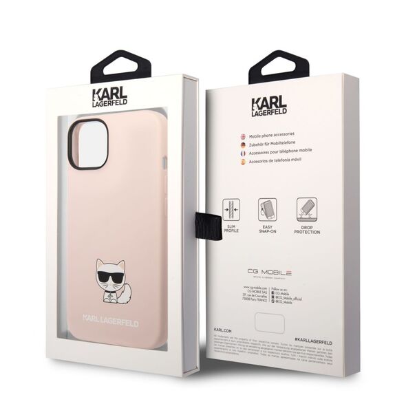 Karl Lagerfeld Liquid Silicone Choupette Apple iPhone 14 Plus (6.7) hátlapvédő tok pink (KLHCP14MSLCTPI)