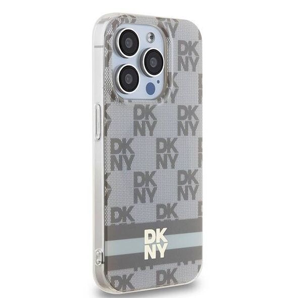 Original Case IPHONE 13 PRO DKNY Hardcase IML Checkered Mono Pattern & Printed Stripes MagSafe (DKHMP13LHCPTSE) beige 3666339269432