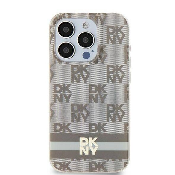 Original Case IPHONE 13 / 14 / 15 DKNY Hardcase IML Checkered Mono Pattern & Printed Stripes MagSafe (DKHMP14SHCPTSE) beige 3666339269456