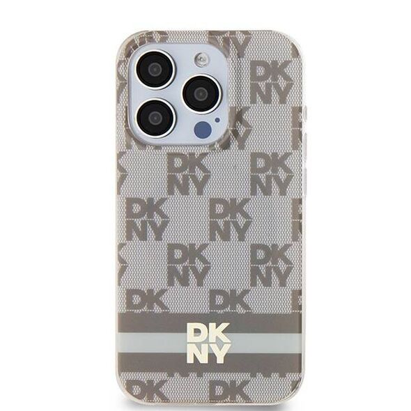 Original Case IPHONE 14 PRO MAX DKNY Hardcase IML Checkered Mono Pattern & Printed Stripes MagSafe (DKHMP14XHCPTSE) beige 3666339269487