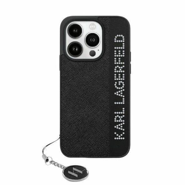 Original Case IPHONE 13 / 14 / 15 Karl Lagerfeld Hardcase Saffiano Rhinestones & Charm (KLHCP15SPSAKDGCK) black 3666339257965