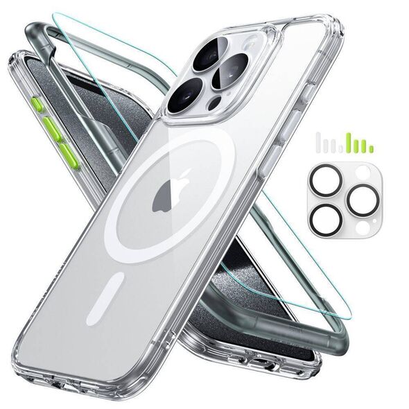 Case + Tempered Glass APPLE IPHONE 15 PRO MAX ESR Classic Pro Set Halolock Magsafe (Set: Case, Screen Glass, Camera Glass) transparent 4894240204702