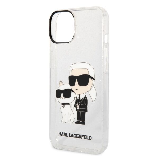 Karl Lagerfeld IML Glitter Karl and Choupette NFT Apple iPhone 14 Plus (6.7) hátlapvédő tok átlátszó (KLHCP14MHNKCTGT) 3666339087258