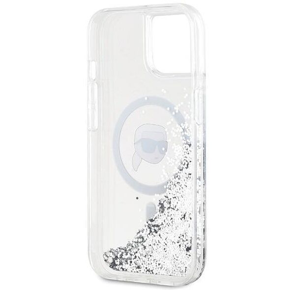 Original Case IPHONE 13 / 14 / 15 Karl Lagerfeld Hardcase Silicone Choupette Head MagSafe (KLHMP15SLGKISGH) transparent 3666339285586