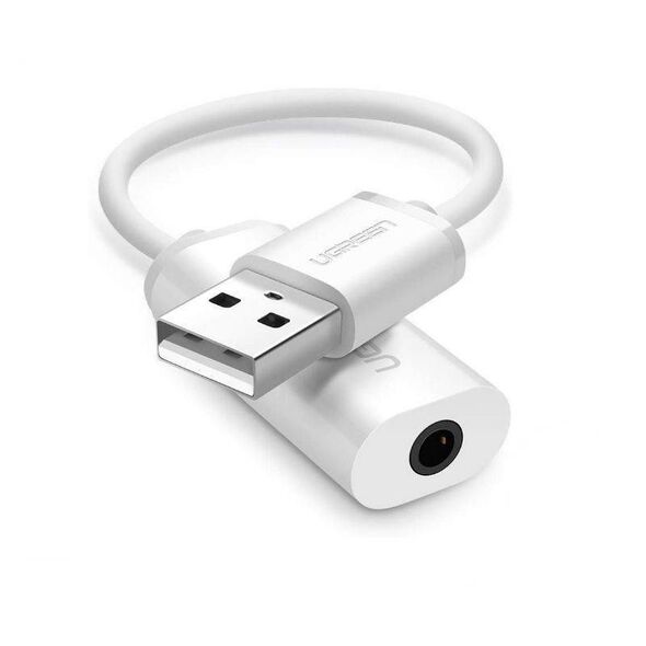 UGREEN US206 Audio Adapter, USB to Mini Jack 3.5mm AUX (White) 6957303837120