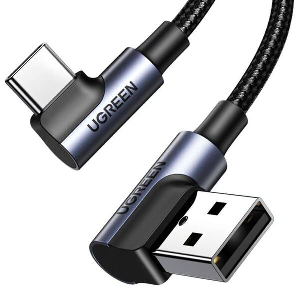 USB-C to USB-A 2.0 Angled Cable UGREEN US176, 3A, 3m (Black) 6957303878758