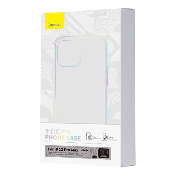 Phone case Baseus Crystal Clear for 13 Pro Max (transparent) +all-tempered-glass screen protector +cleaning kit 6932172627676