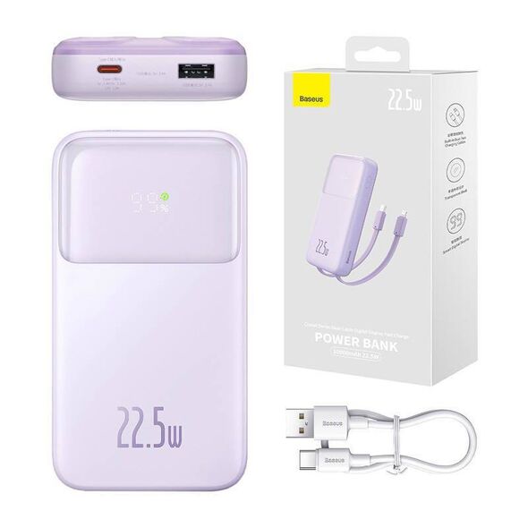 Powerbank Baseus Comet with USB to USB-C cable, 10000mAh, 22.5W (purple) 6932172628772