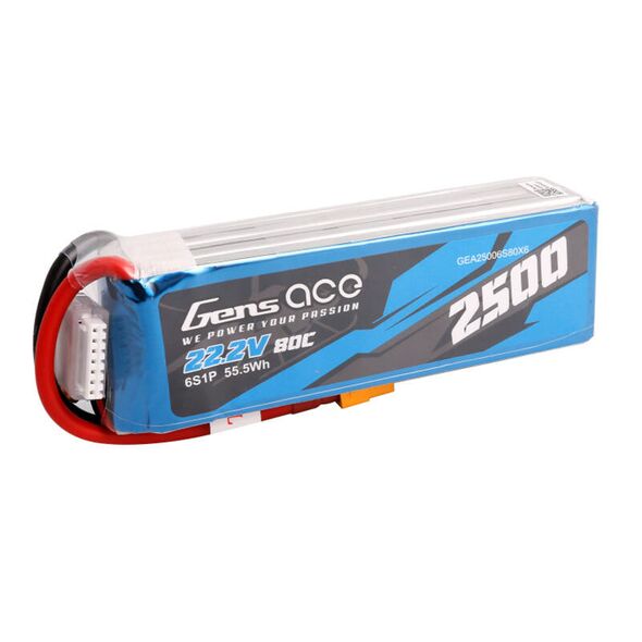 Gens ace Gens ace 2500mAh 22.2V 80C 6S1P Lipo Battery Pack with XT60 plug 065556  GEA25006S80X6 έως και 12 άτοκες δόσεις 6928493308189