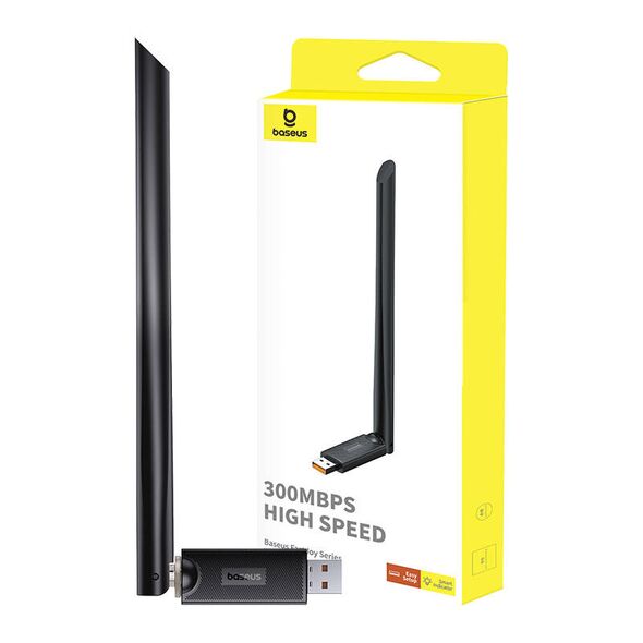 Baseus 300Mbps Windows/Linux WiFi Adapter with Antenna - Baseus FastJoy BS-OH172 (B01317600111-01) - Black 6932172651008 έως 12 άτοκες Δόσεις