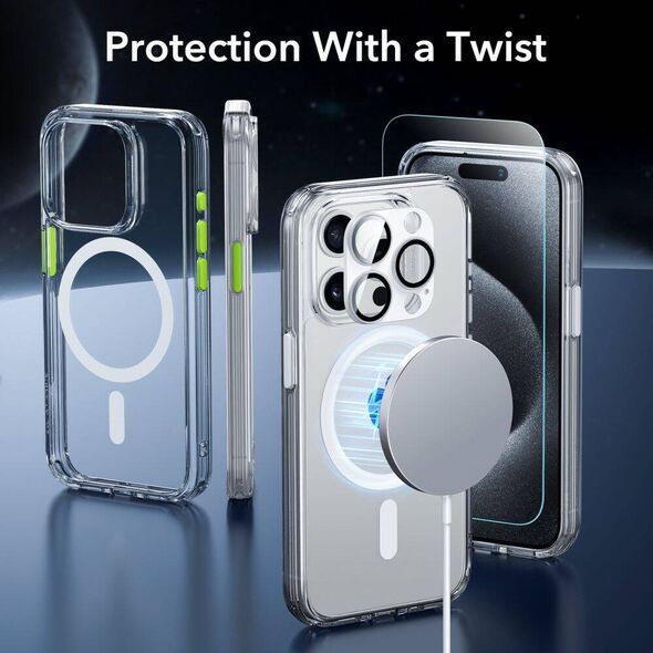 Case + Tempered Glass APPLE IPHONE 15 PRO ESR Classic Pro Set Halolock Magsafe Clear transparent 4894240204672