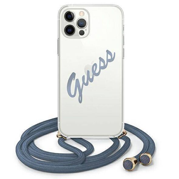 Original Case IPHONE 12 PRO MAX Guess Hardcase Script Vintage (GUHCP12LCRTVSBL) blue 3700740495414