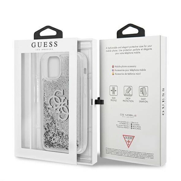 Original Case IPHONE 12 PRO MAX Guess Hardcase 4G Big Liquid Glitter (GUHCP12LLG4GSI) silver 3666339004736