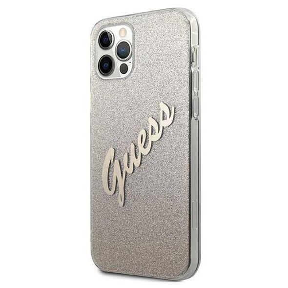 Original Case IPHONE 12 PRO MAX Guess Hardcase Glitter Gradient Script (GUHCP12LPCUGLSGO) gold 3700740494752