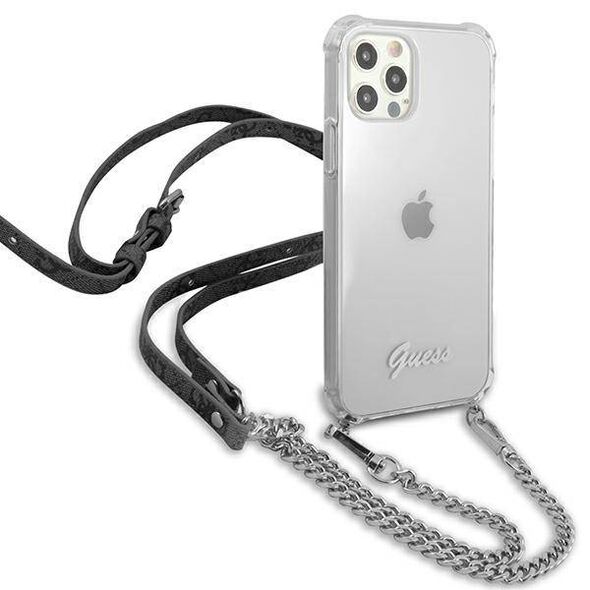 Original Case IPHONE 12 / 12 PRO Guess Hardcase 4G Silver Chain (GUHCP12MKC4GSSI) transparent 3666339003586